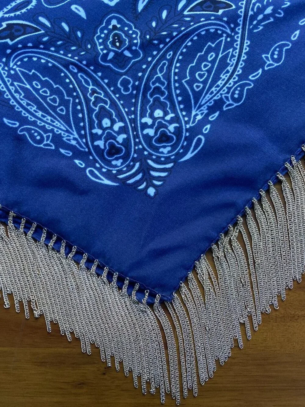 Anthropologie Chain Fringe SILK Bandana Necklace Scarf